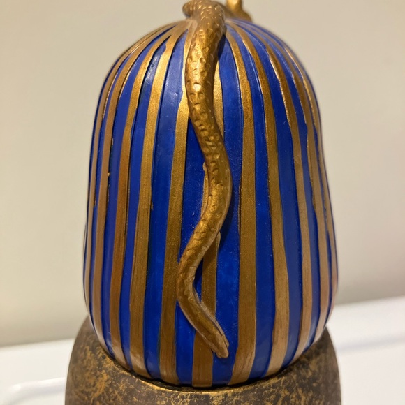 Golden Egyptian Pharaoh Canopic Jar, Pharaoh Bust Top, Text on Jar, 2001, EUC - Picture 4 of 12